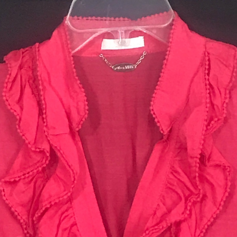 👚Lightweight Ruffle Front Button Down Blouse - Picture 3 of 8